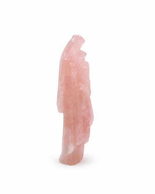 Statut Vierge Marie portant l'Enfant Jésus - Quartz Rose