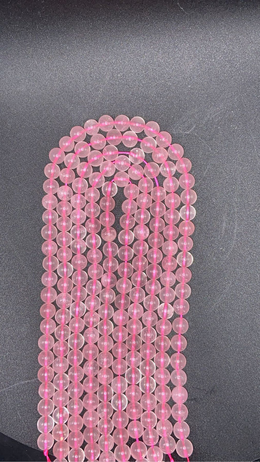 FIL DE PERLE QUARTZ ROSE - 8mm