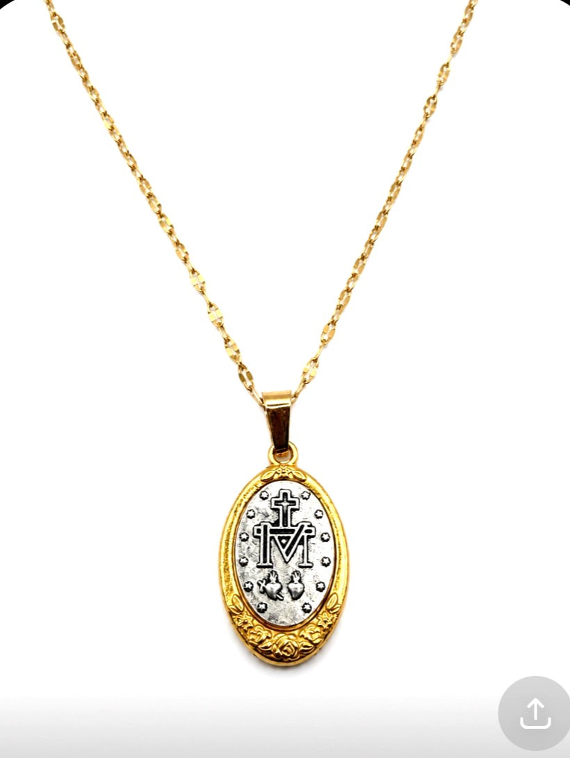 Collier Médaille Miraculeuse plaqué or et argent