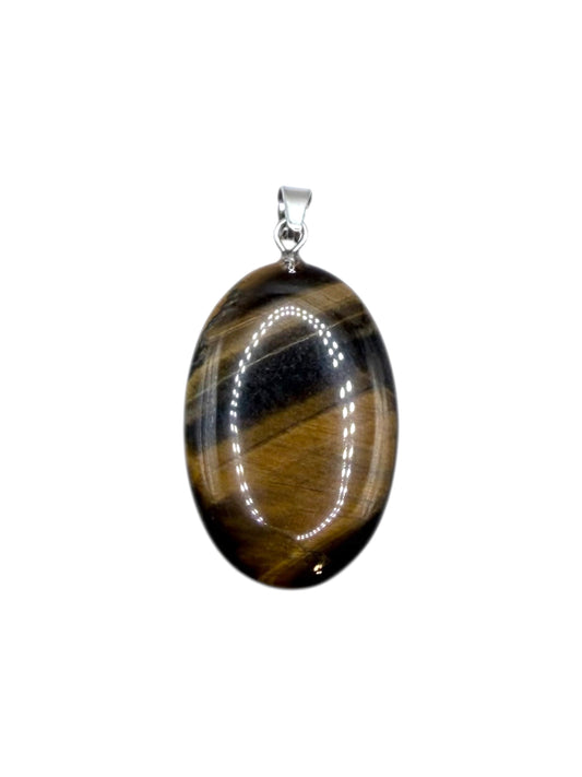 PENDENTIF GALET - OEIL DE TIGRE