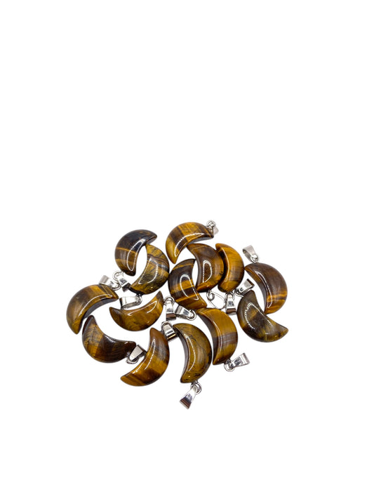 PENDENTIF DEMI LUNE - OEIL DE TIGRE