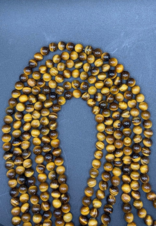 FIL DE PERLE OEIL DE TIGRE qualité A - 8mm