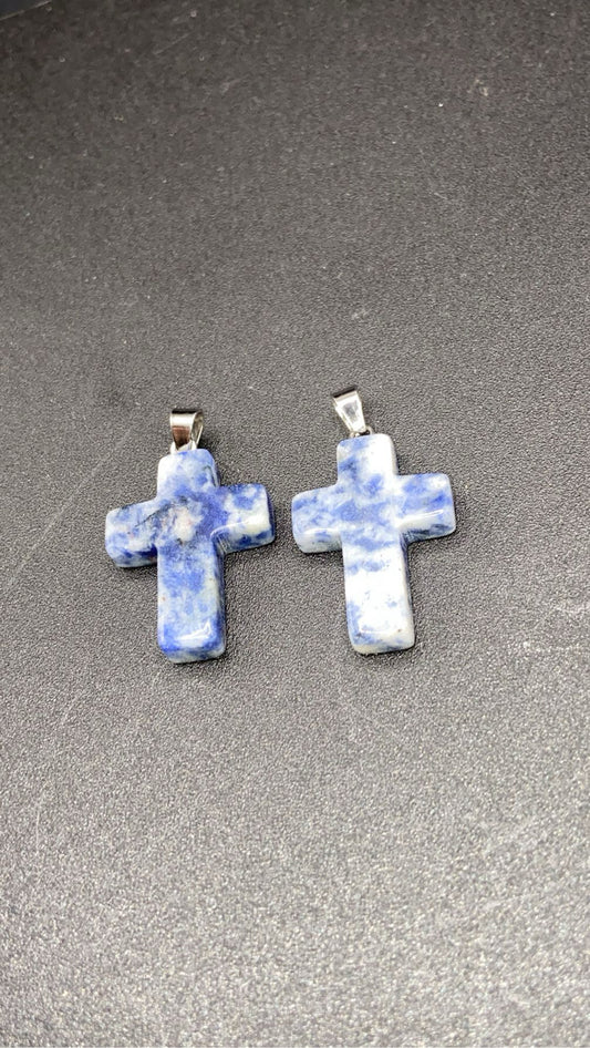 PENDENTIF CROIX SODALITE