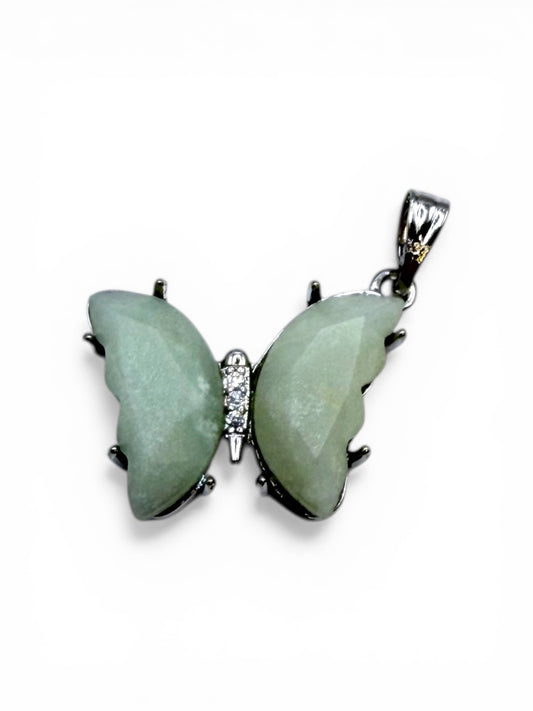 PENDENTIF PAPILLON SERTIE - JADE