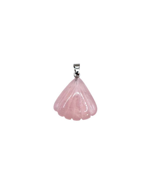 PENDENTIF COQUILLAGE - QUARTZ ROSE