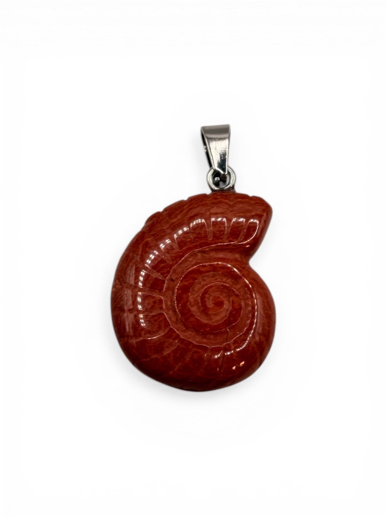 PENDENTIF ESCARGOT - JASPE ROUGE