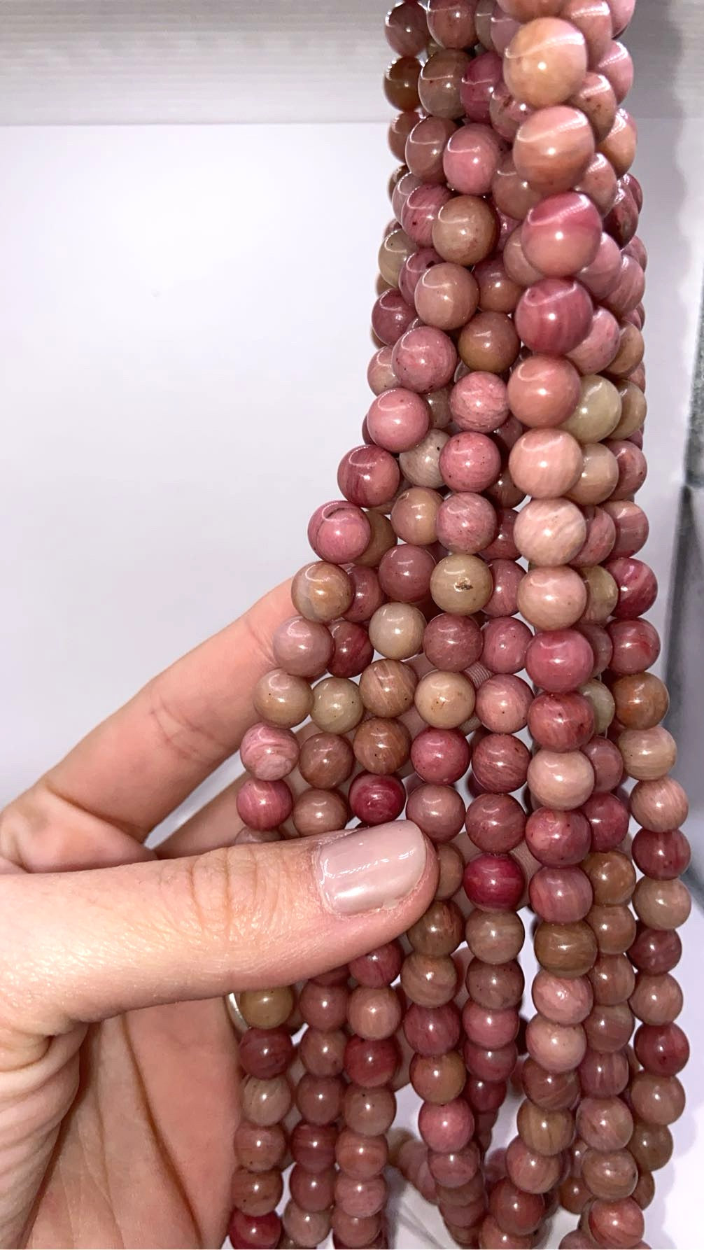 FIL DE PERLE 8MM - RHODOCROSITE