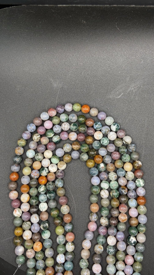 FIL DE PERLE AGATE INDIENNE - 8mm