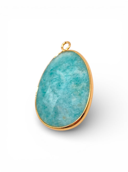 PENDENTIF SERTIE FACETTÉ - AMAZONITE