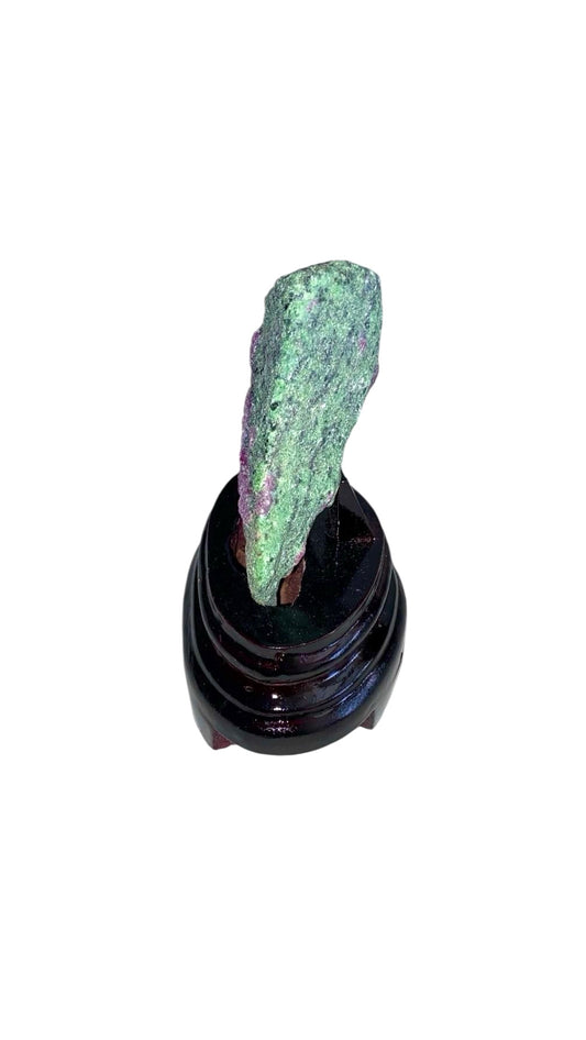 RUBIS ZOÏSITE BRUT AVEC SUPPORT EN BOIS
