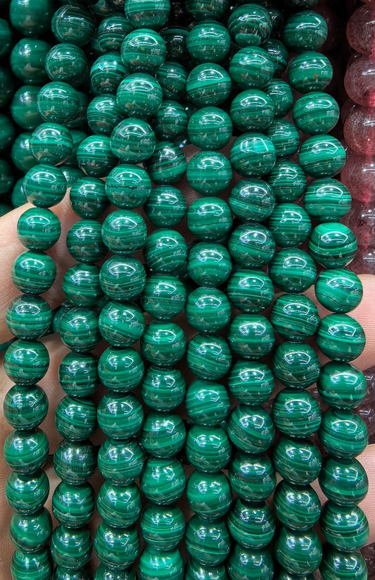 FIL DE PERLE MALACHITE - 8mm