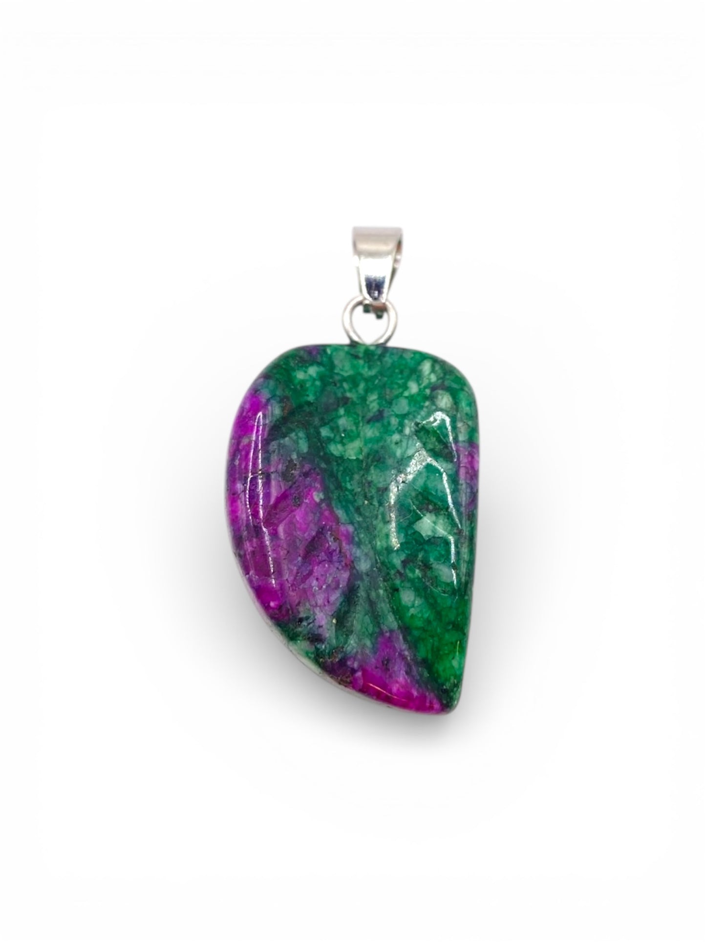 PENDENTIF FEUILLE - RUBIS ZOÏSITE