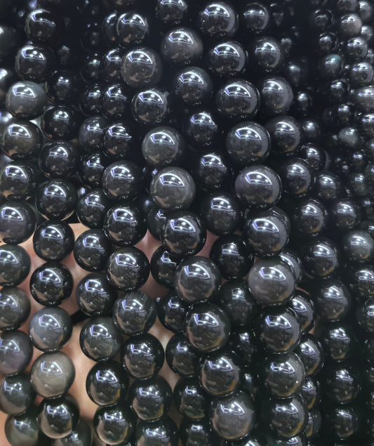 FIL DE PERLE OBSIDIENNE OEIL CÉLESTE - 8mm