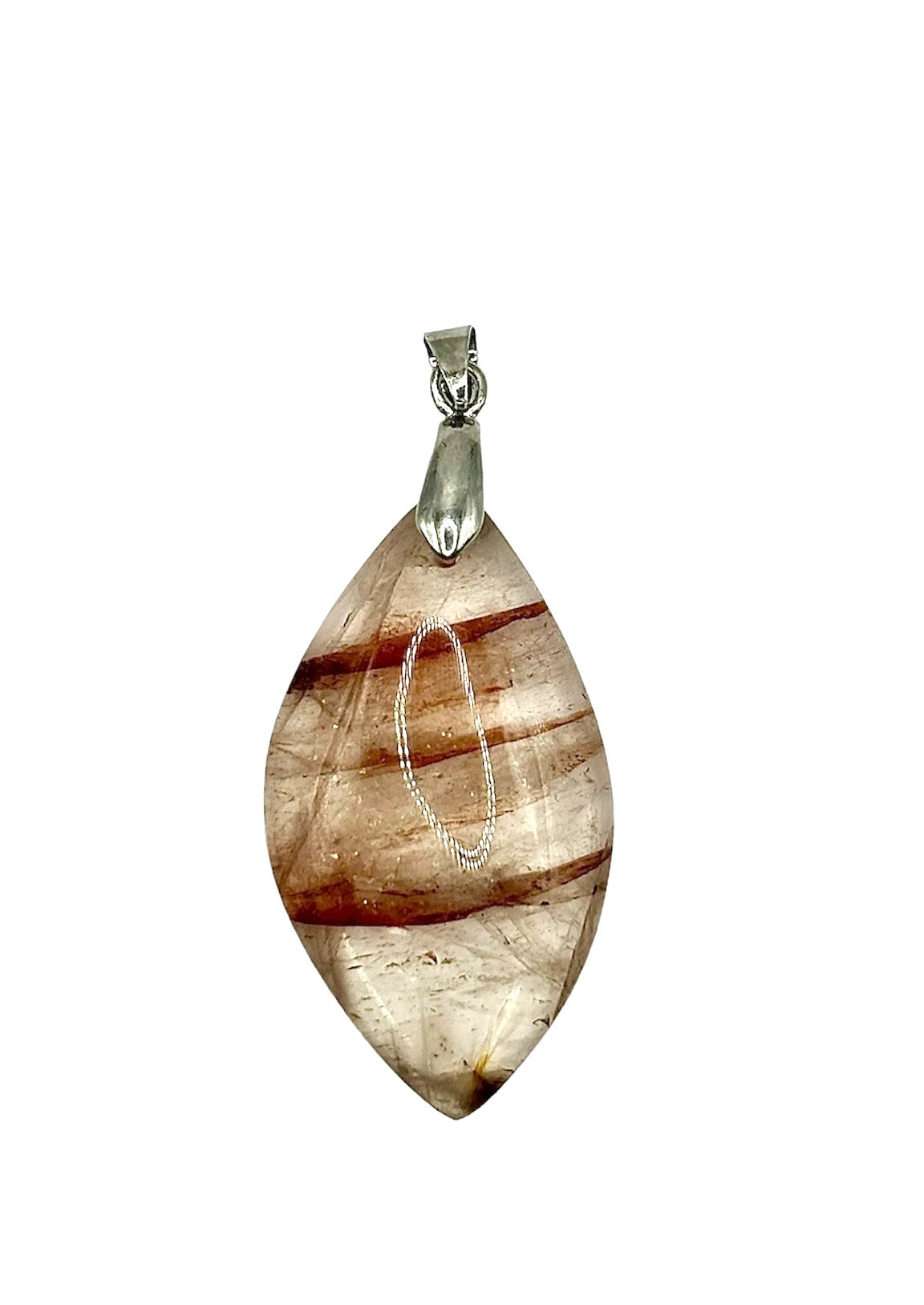 PENDENTIF MADAGASCAR QUARTZ FUMÉ HÉMATOÏDE (la pièce)