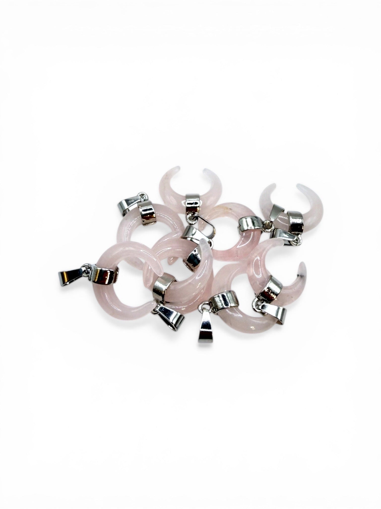 PENDENTIF CORNE - QUARTZ ROSE