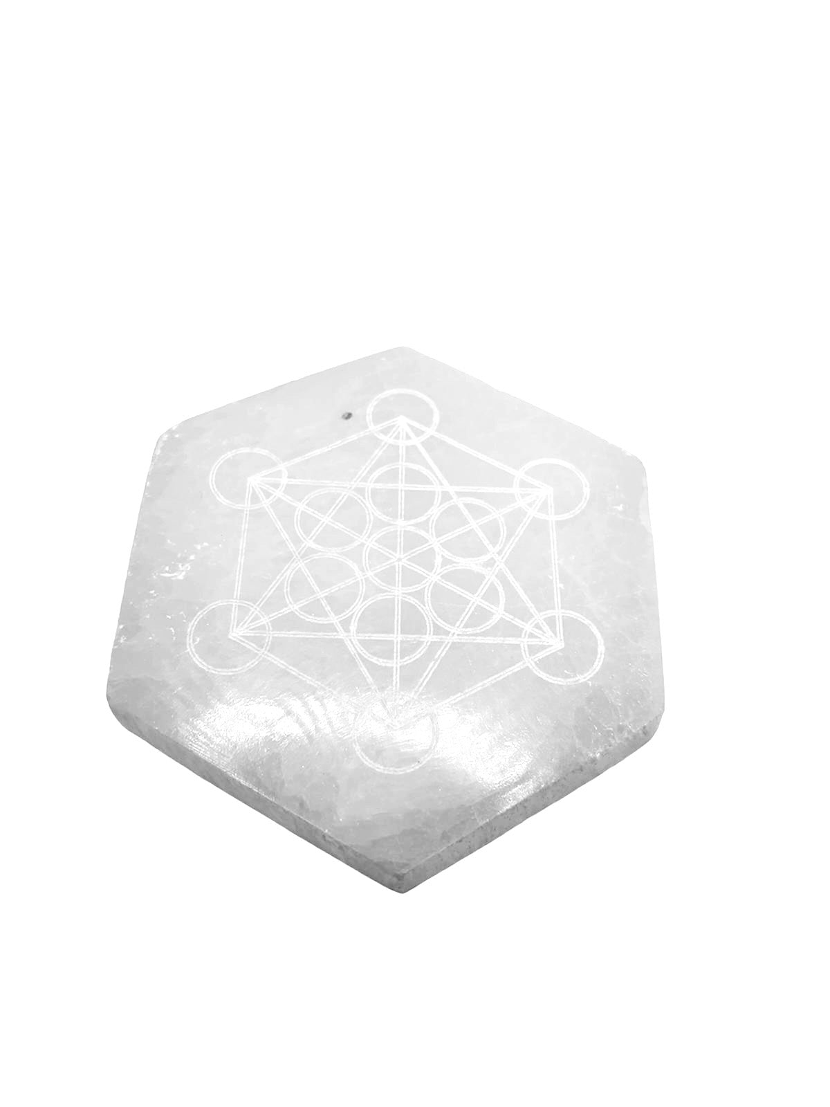 PLAQUE HEXAGONALE MÉTATRON SÉLÉNITE BLANCHE