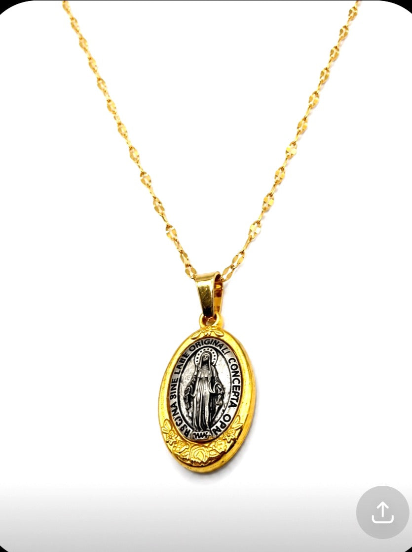 Collier Médaille Miraculeuse plaqué or et argent