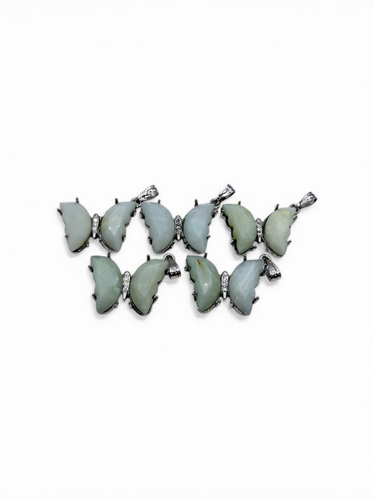 PENDENTIF PAPILLON SERTIE - JADE