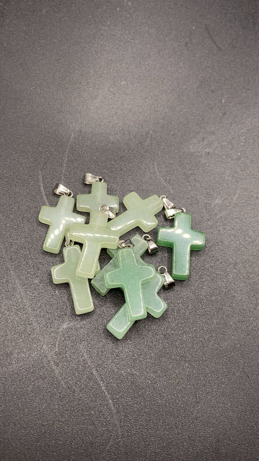 PENDENTIF CROIX AVENTURINE