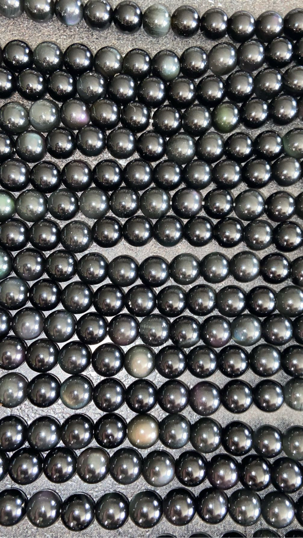 FIL DE PERLE OBSIDIENNE OEIL CÉLESTE - 8mm