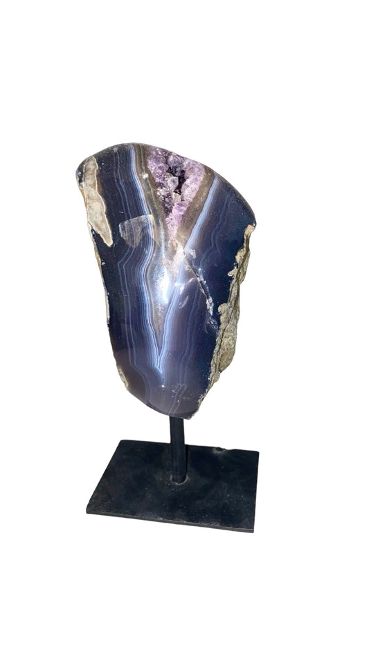 GÉODE DE CALCÉDOINE BLEUE SUR FER FORGÉ  0,60 Kg