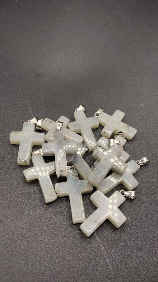 PENDENTIF CROIX LABRADORITE
