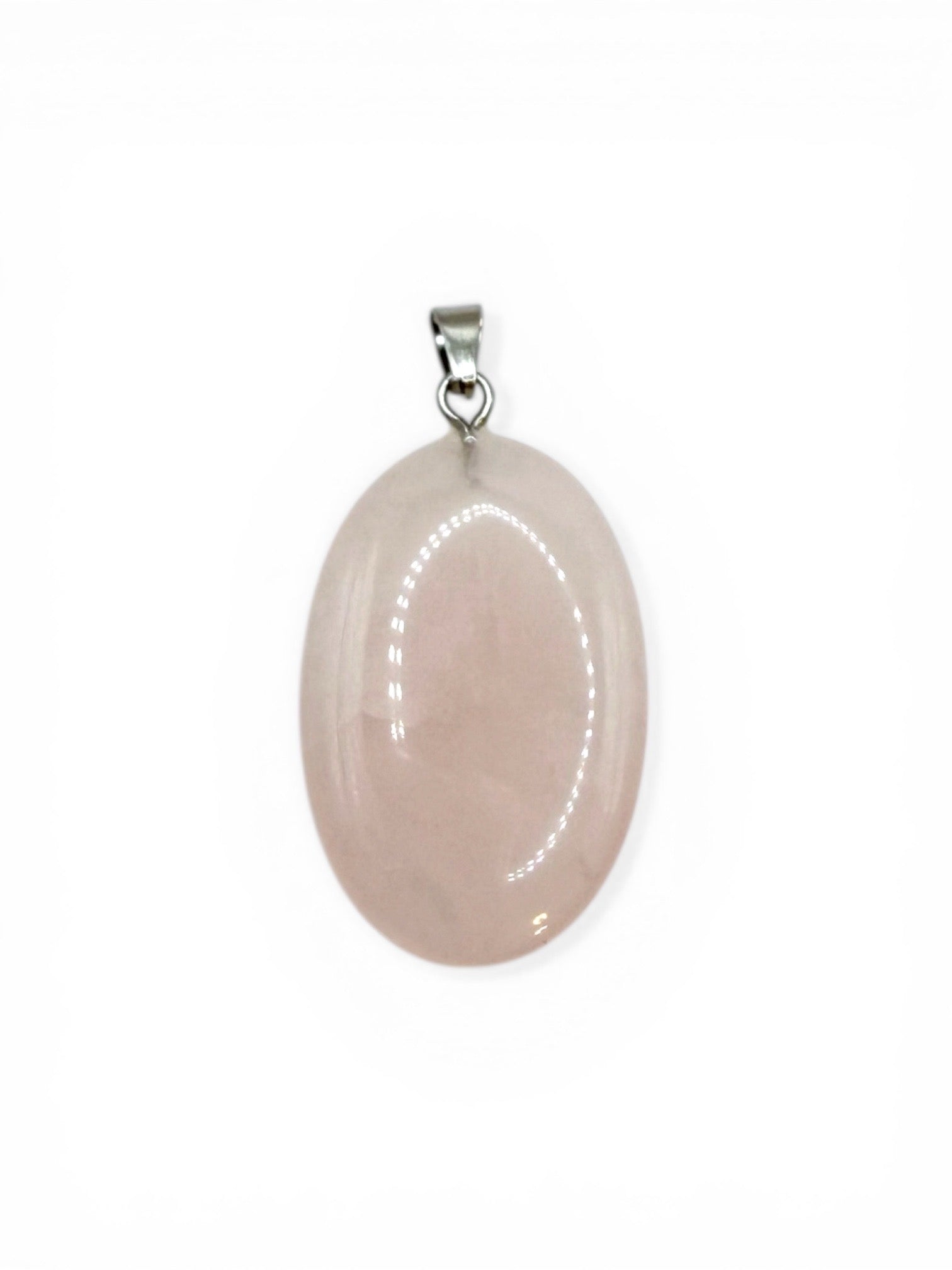 PENDENTIF GALET PLAT - QUARTZ ROSE