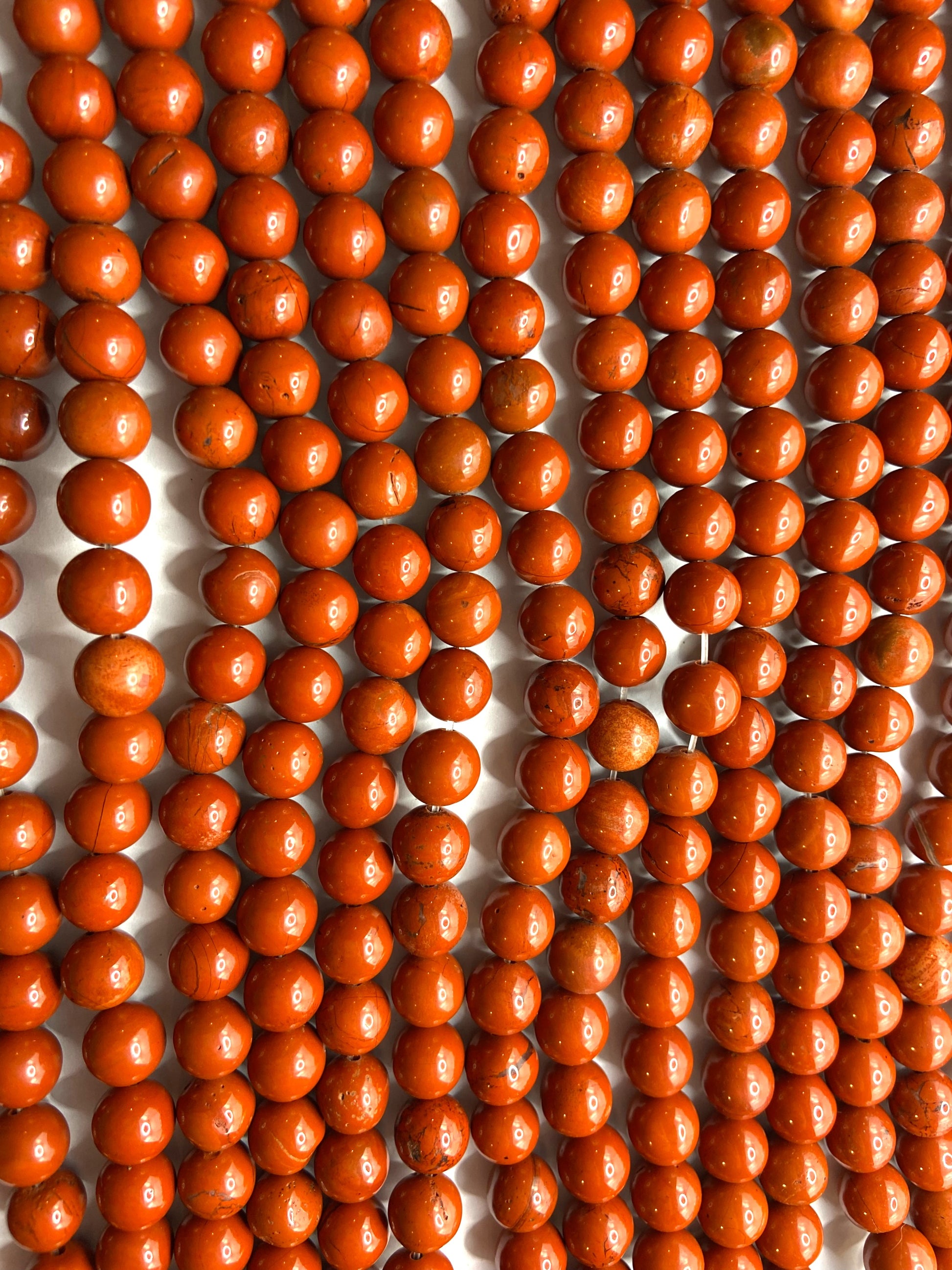 FIL DE PERLE 8MM - JASPE ROUGE