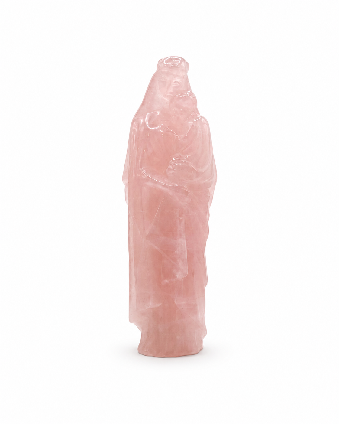 Statut Vierge Marie portant l'Enfant Jésus - Quartz Rose