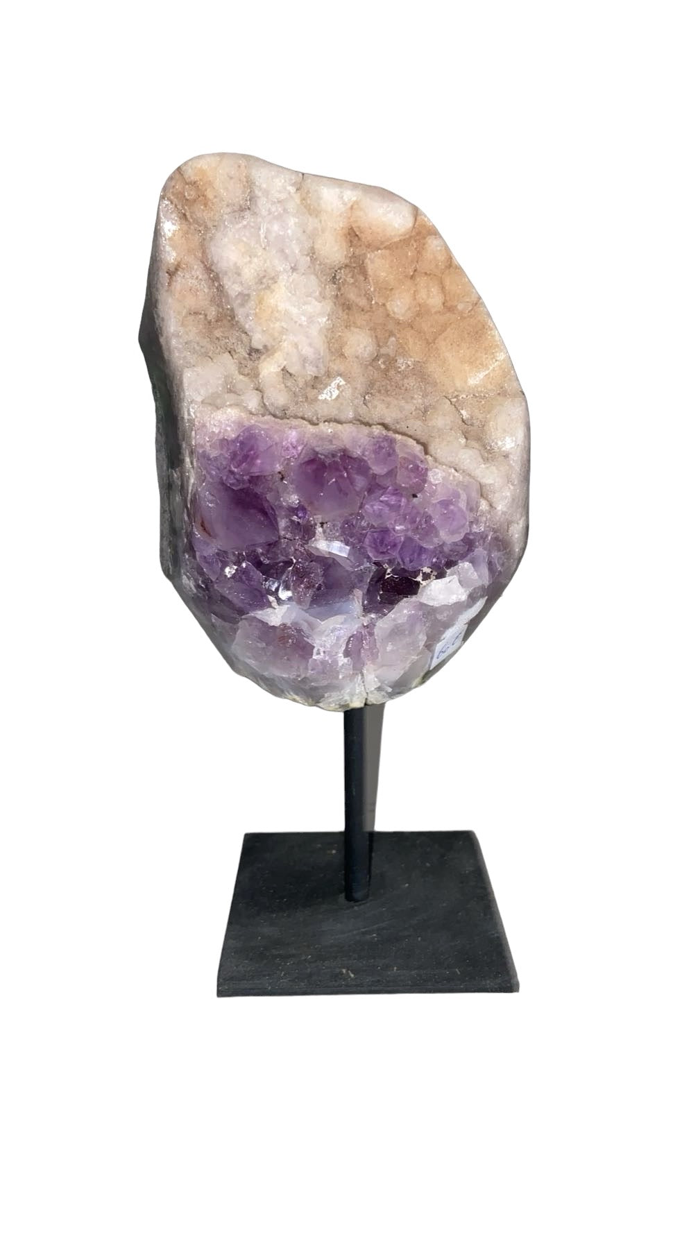 GÉODE DE CALCÉDOINE BLEUE SUR FER FORGÉ 1,17 Kg
