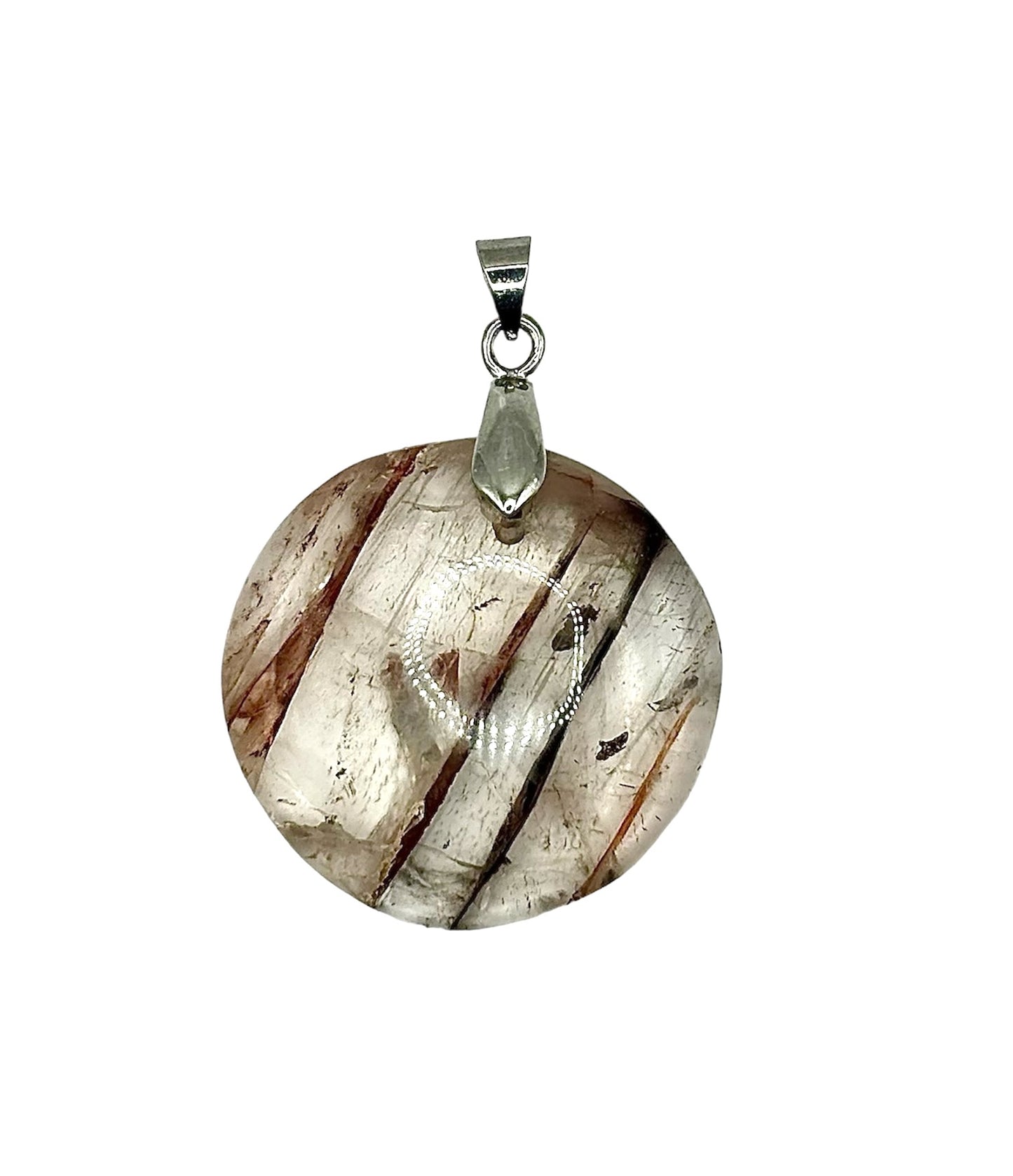 PENDENTIF MADAGASCAR QUARTZ FUMÉ HÉMATOÏDE (la pièce)