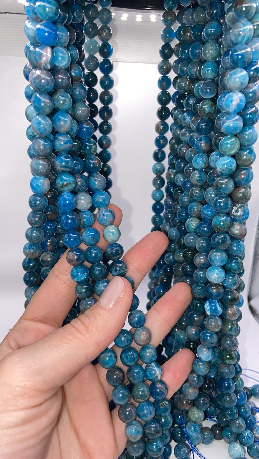 FIL DE PERLE 8MM - APATITE BLEUE