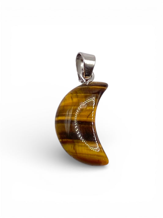 PENDENTIF DEMI LUNE - OEIL DE TIGRE