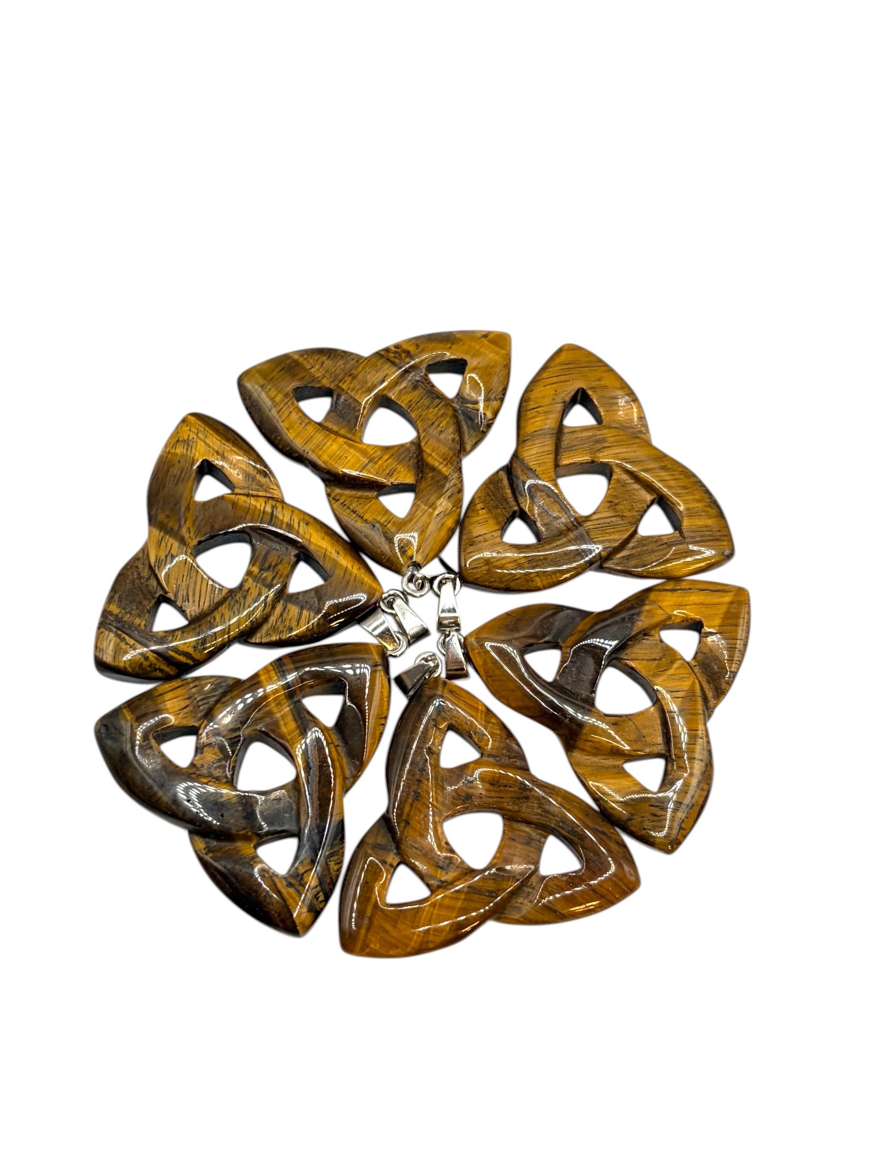 PENDENTIF TRIQUETRA - OEIL DE TIGRE