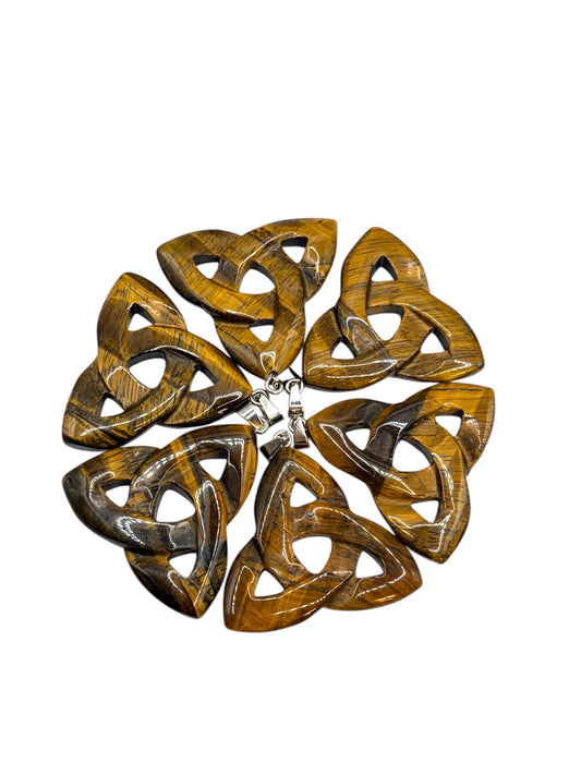 PENDENTIF TRIQUETRA - OEIL DE TIGRE