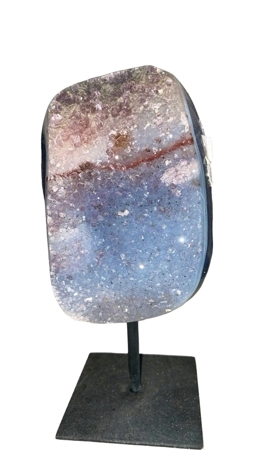 GÉODE DE CALCÉDOINE BLEUE SUR FER FORGÉ  1,20 Kg