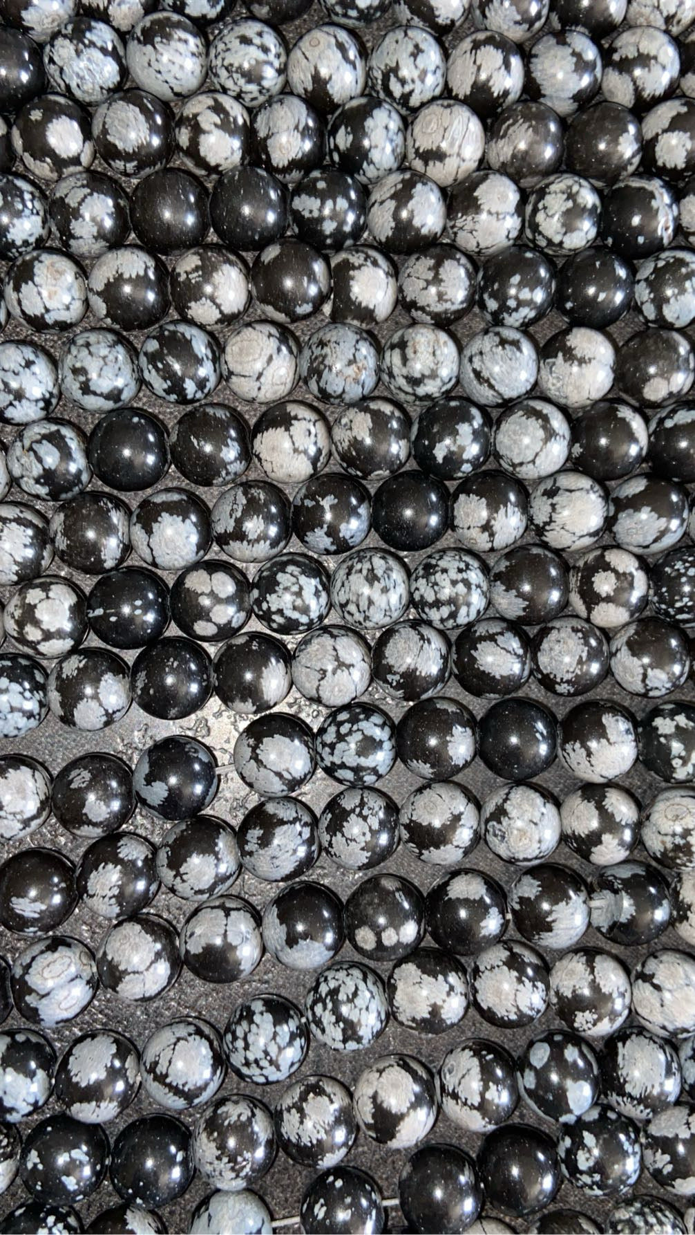 FIL DE PERLE OBSIDIENNE NEIGE - 8mm