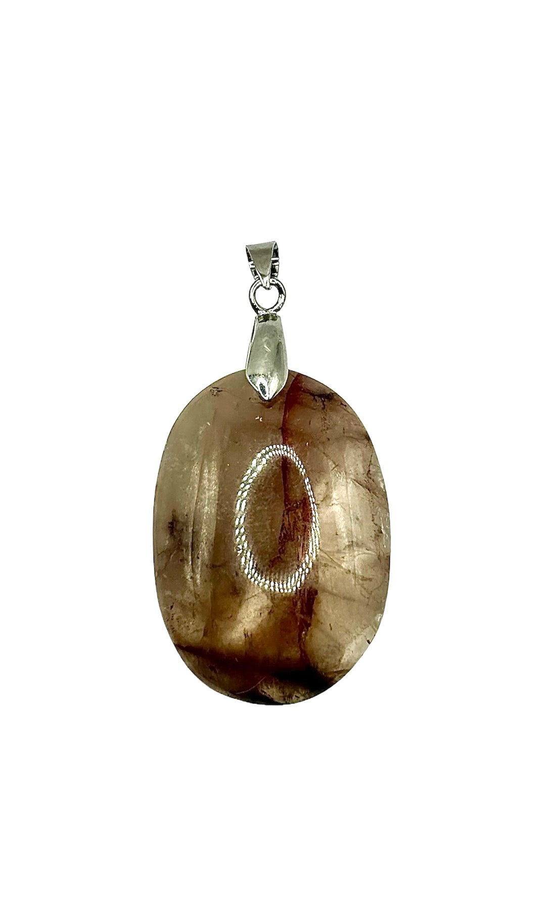 PENDENTIF MADAGASCAR QUARTZ FUMÉ HÉMATOÏDE (la pièce)