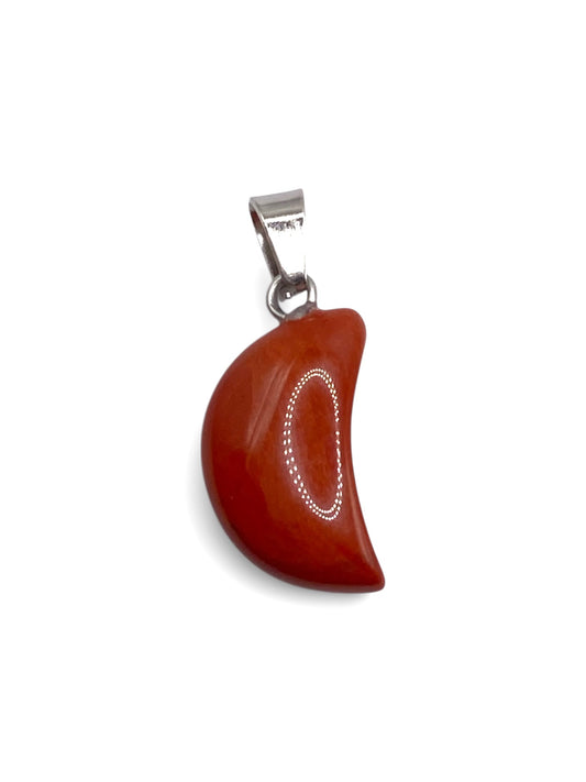PENDENTIF DEMI LUNE - JASPE ROUGE