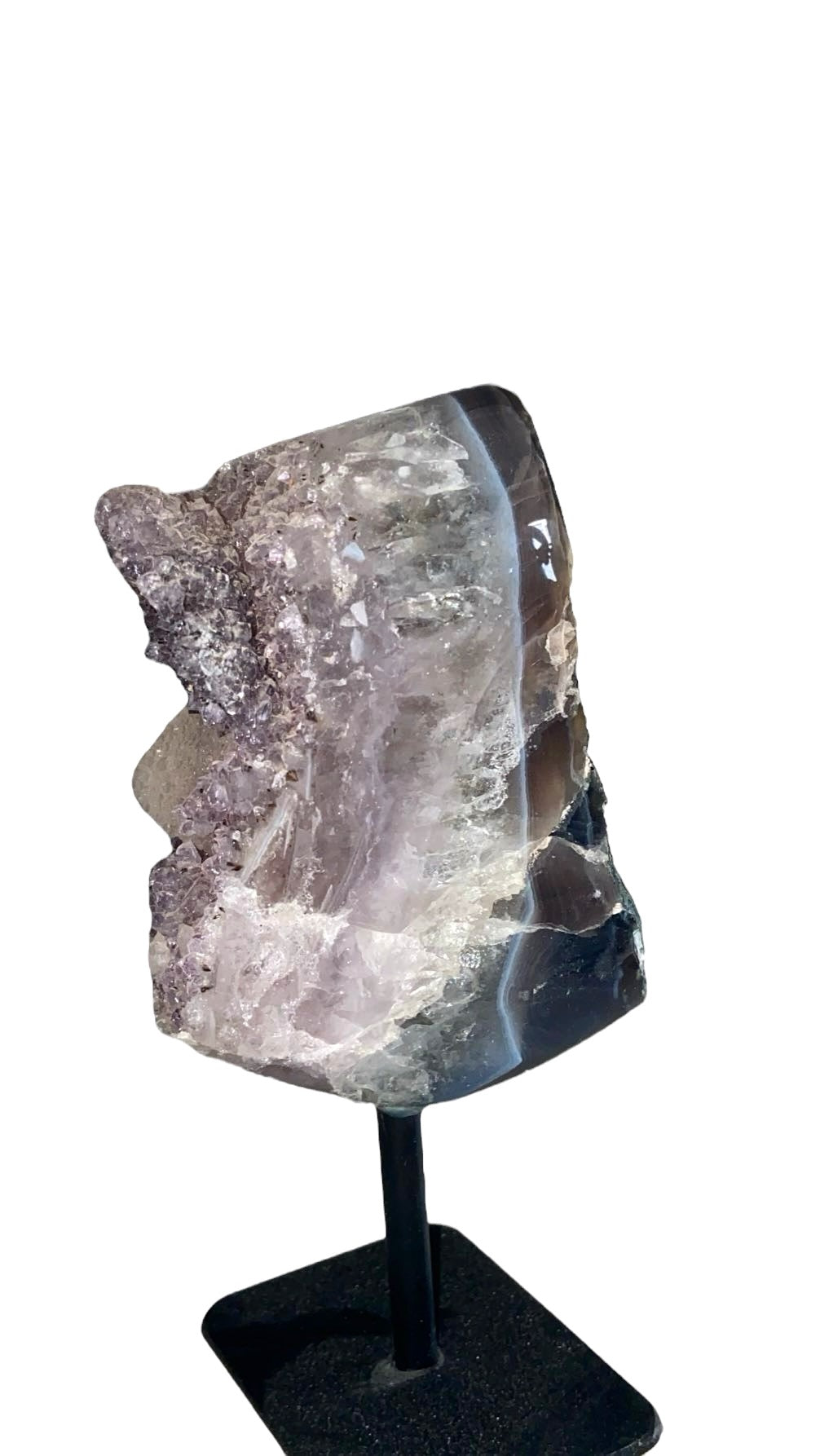 GÉODE DE CALCÉDOINE BLEUE SUR FER FORGÉ  0,60 Kg