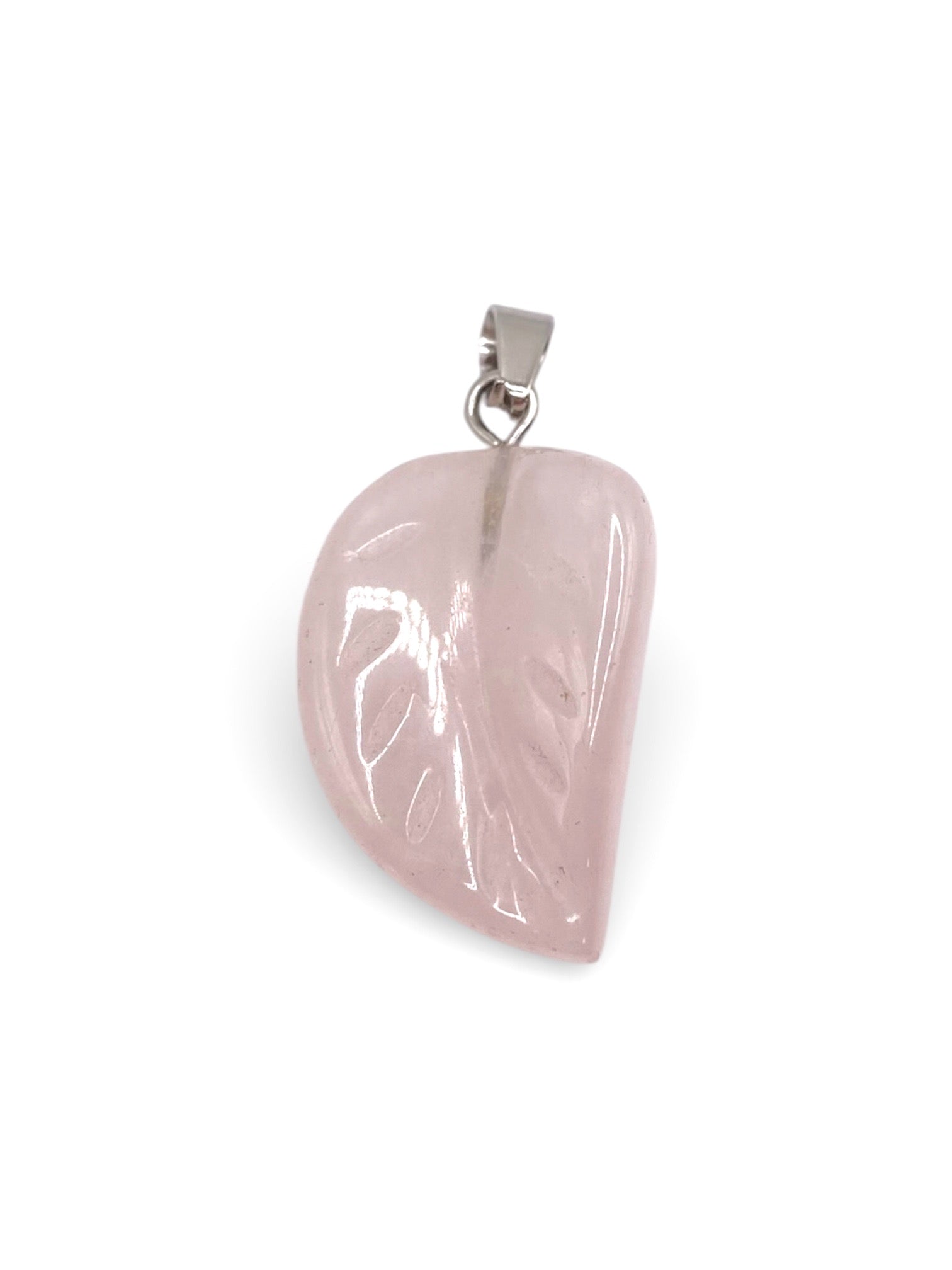 PENDENTIF FEUILLE - QUARTZ ROSE