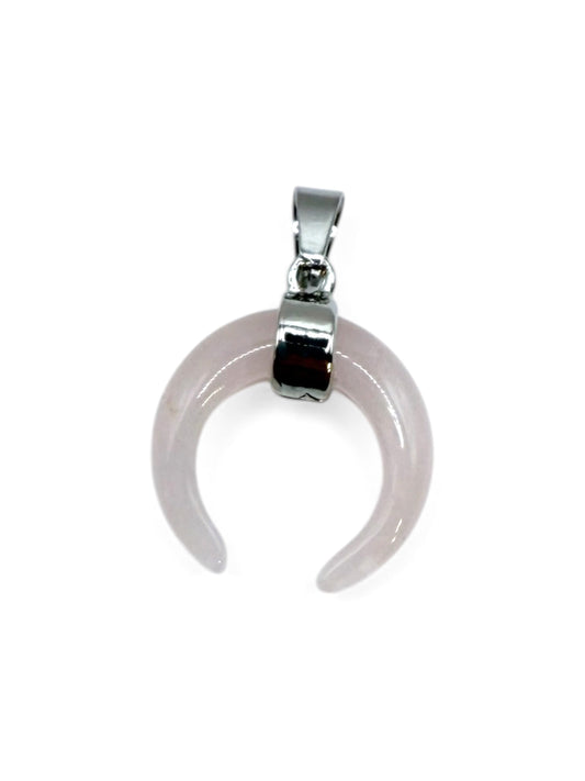 PENDENTIF CORNE - QUARTZ ROSE