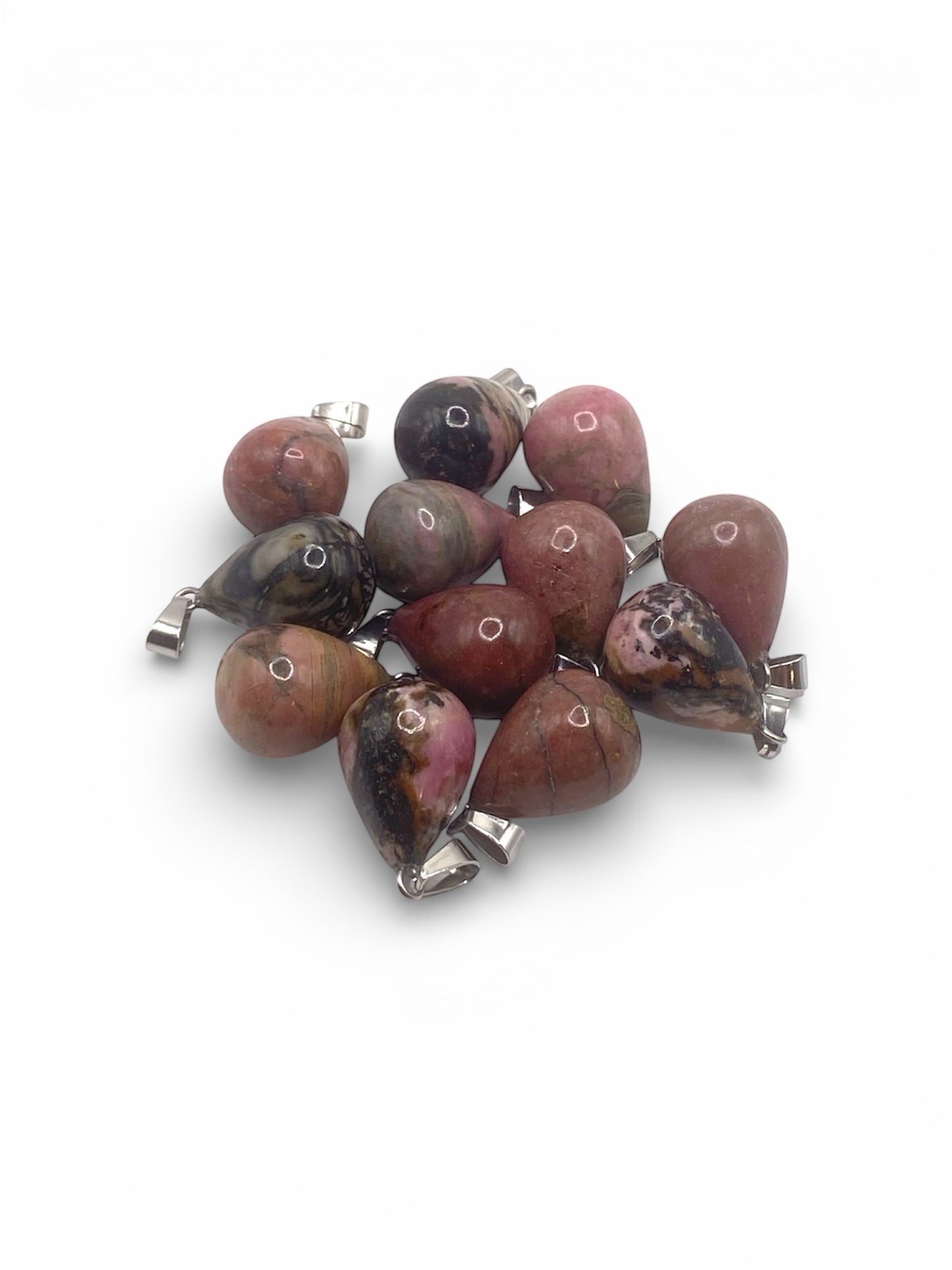 PENDENTIF GOUTTE 3D - RHODONITE