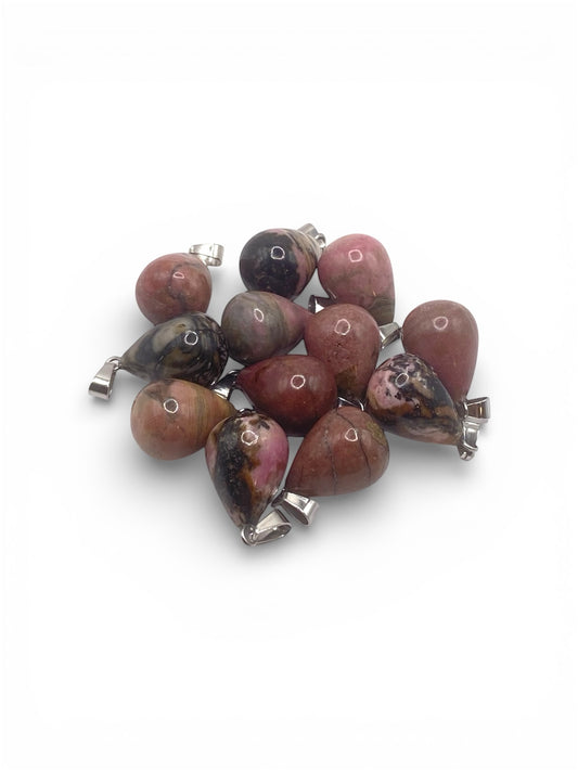 PENDENTIF GOUTTE 3D - RHODONITE