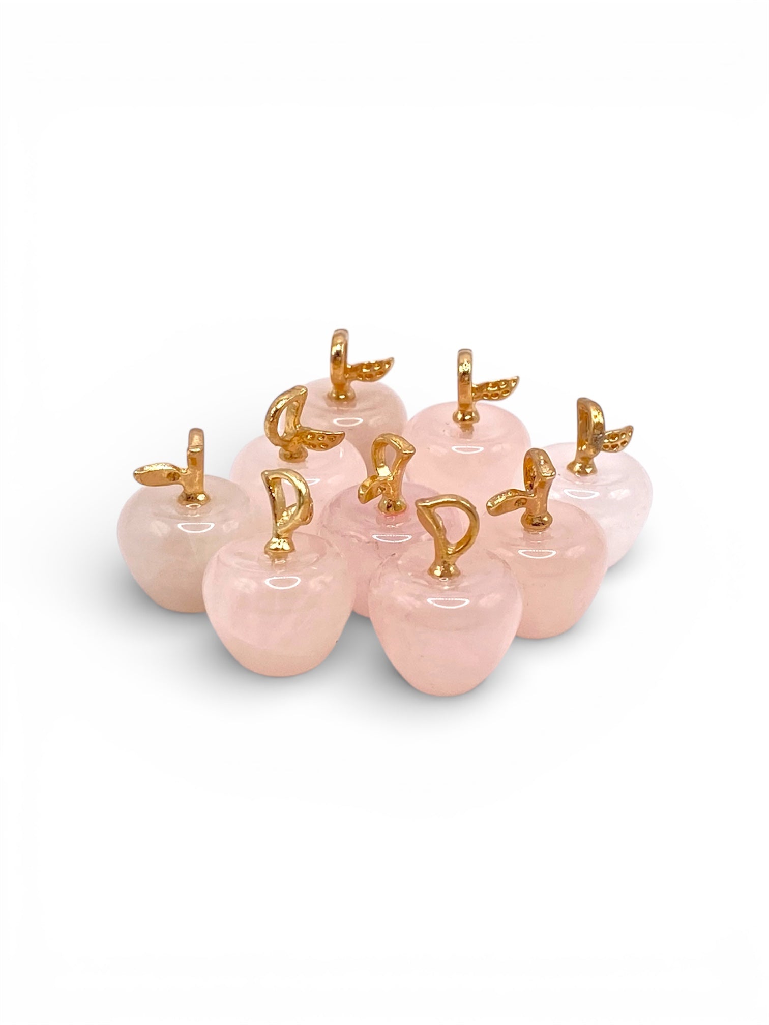 PENDENTIF POMME - QUARTZ ROSE