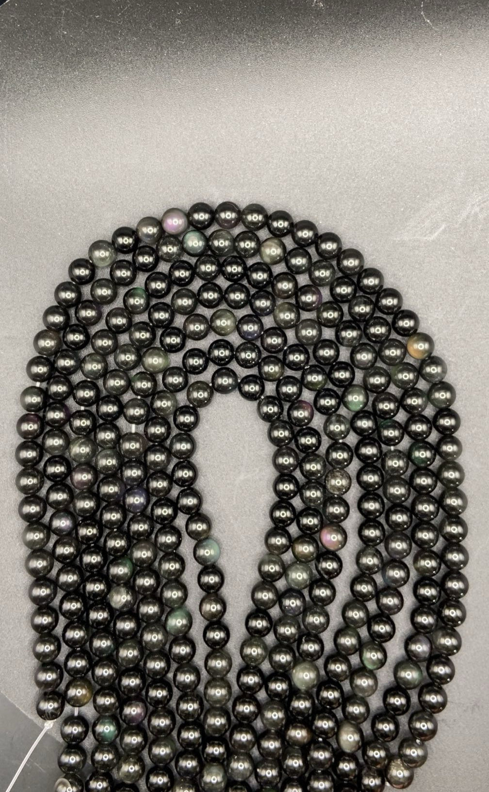 FIL DE PERLE OBSIDIENNE OEIL CÉLESTE - 8mm