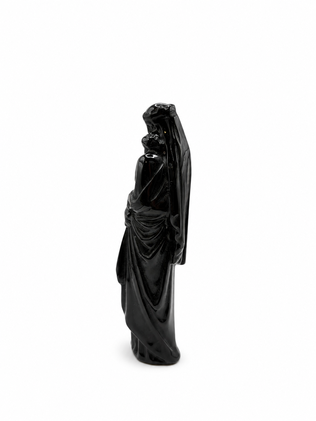 StatutVierge Marie portant l'Enfant Jésus - Obsidienne noir