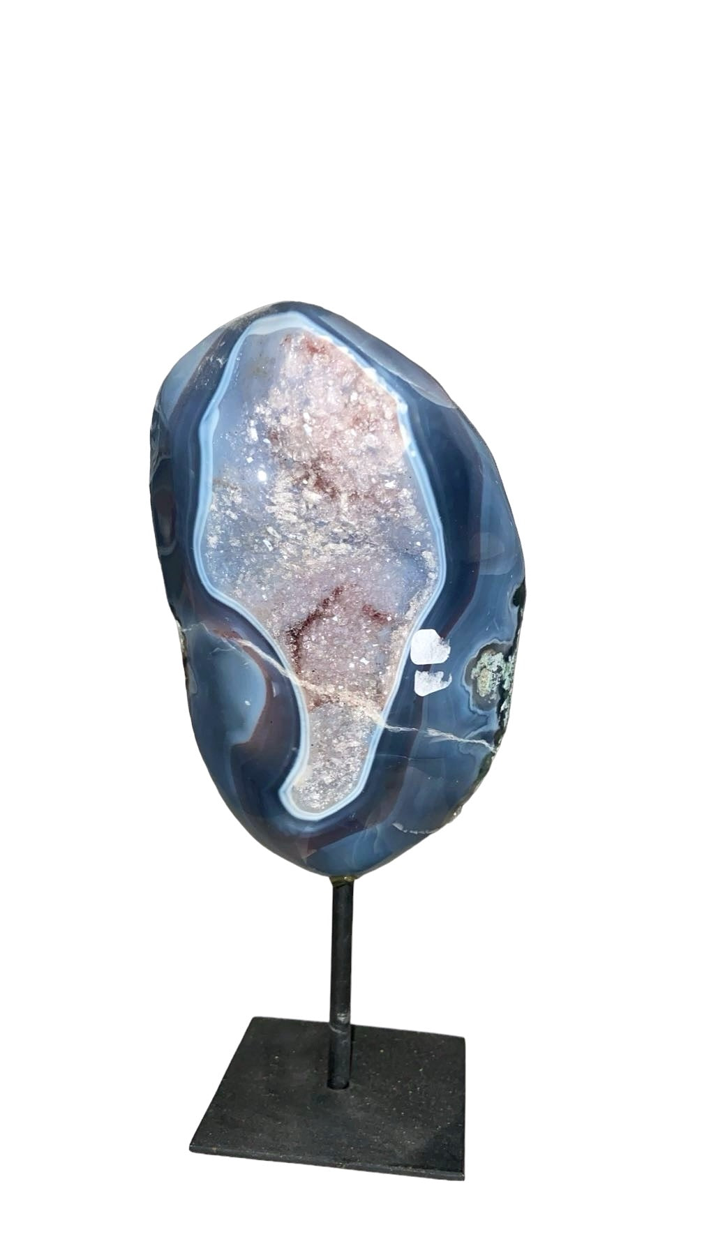 GÉODE DE CALCÉDOINE BLEUE SUR FER FORGÉ  1,60 Kg