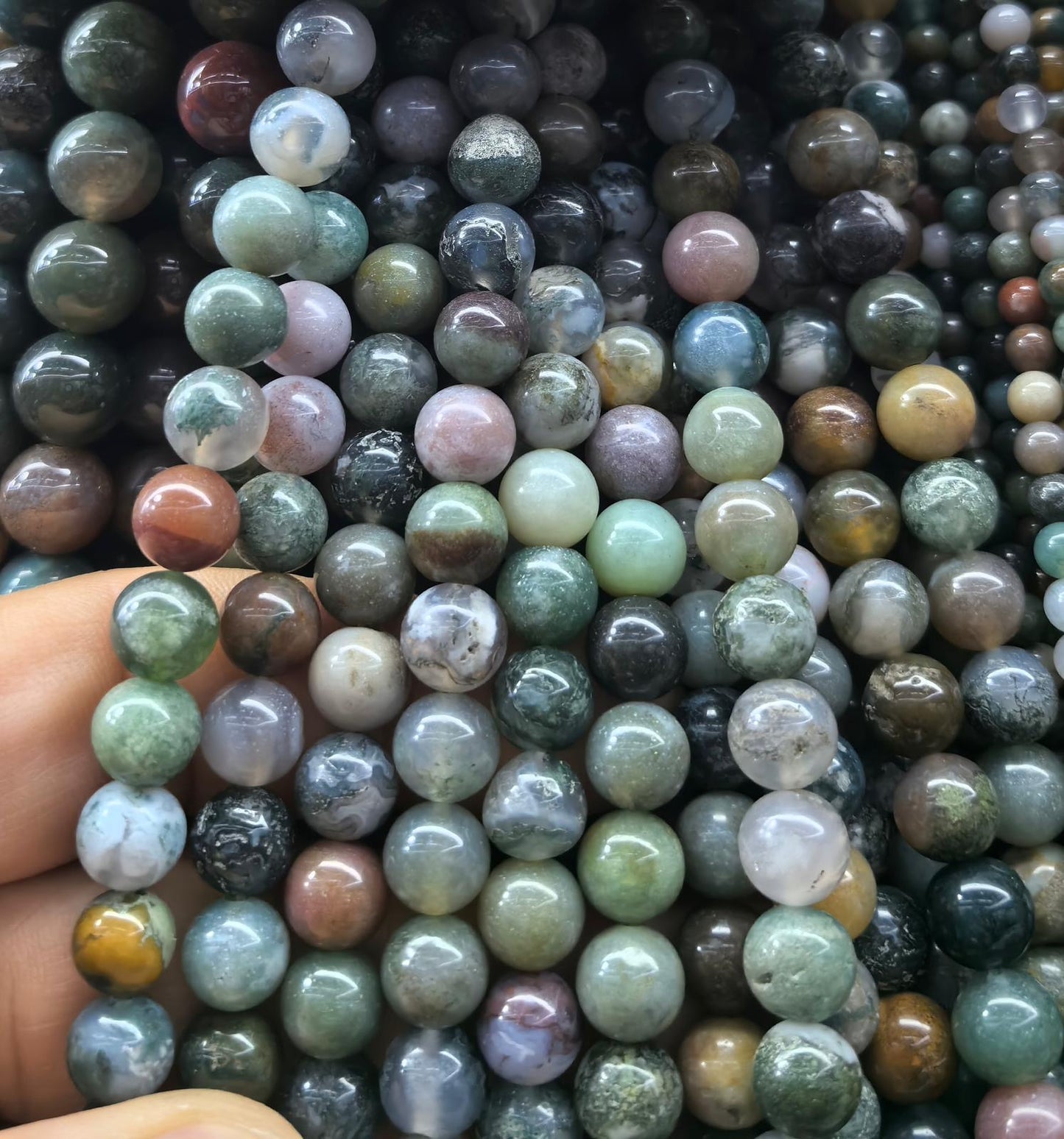 FIL DE PERLE AGATE INDIENNE - 8mm