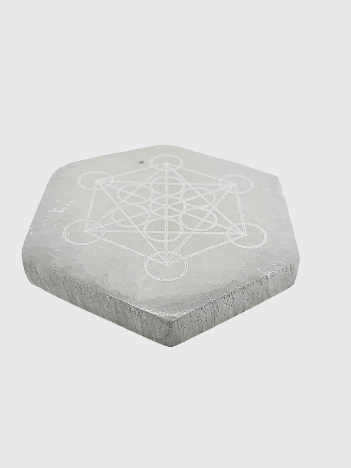 PLAQUE HEXAGONALE MÉTATRON SÉLÉNITE BLANCHE